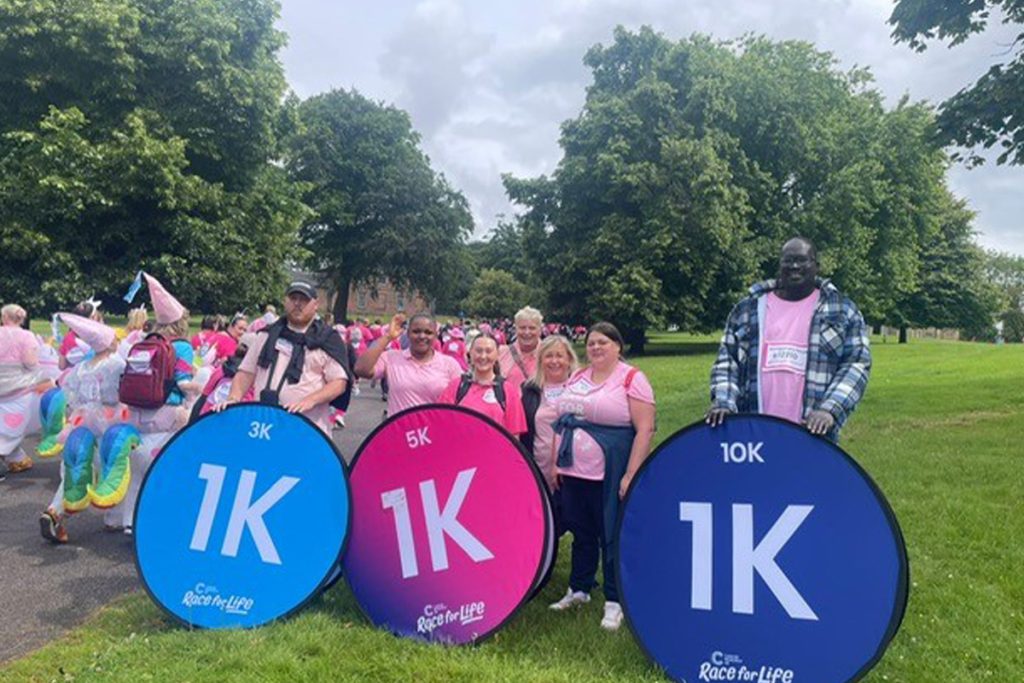 Montgomery Team at 1km stand at Race for Life