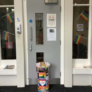 Postbox decorated for Pride